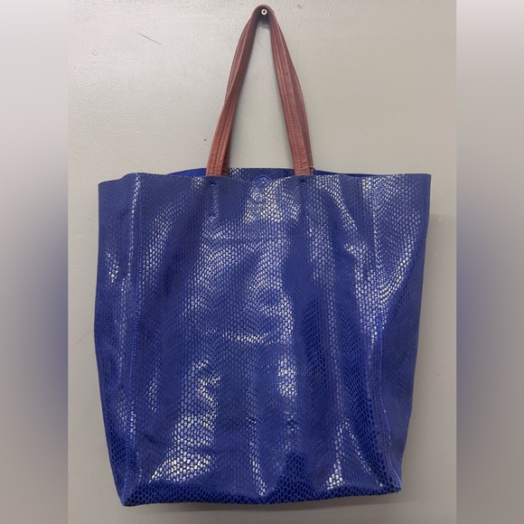 Sorial Blue snakeskin Large Shoulder Rubina Tote Handbag - Picture 3 of 9